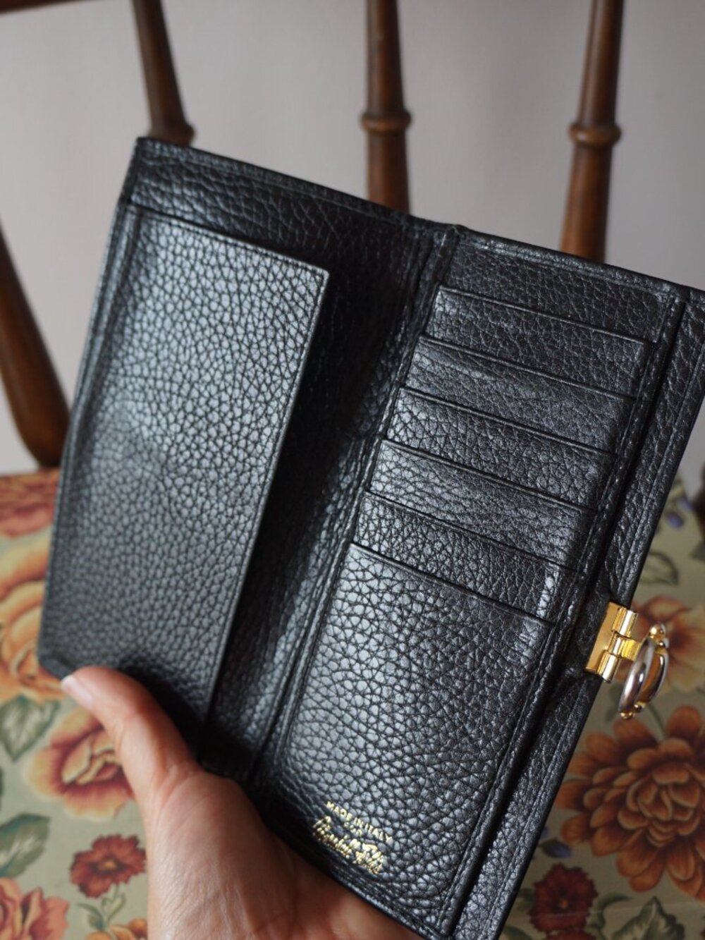 Vintage Black Genuine Leather Card Wallet – Made in Italy, Marshall Field’s One - Picture 7 of 8